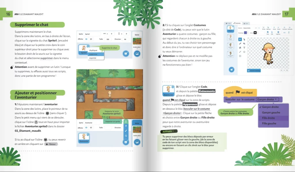 Intérieur du livre Code toi-même avec Scratch